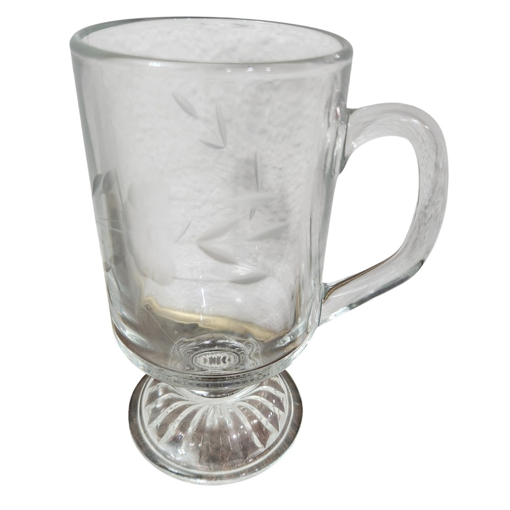 Vintage princess house pedestal glass cup with handle‎ Irish Coffee